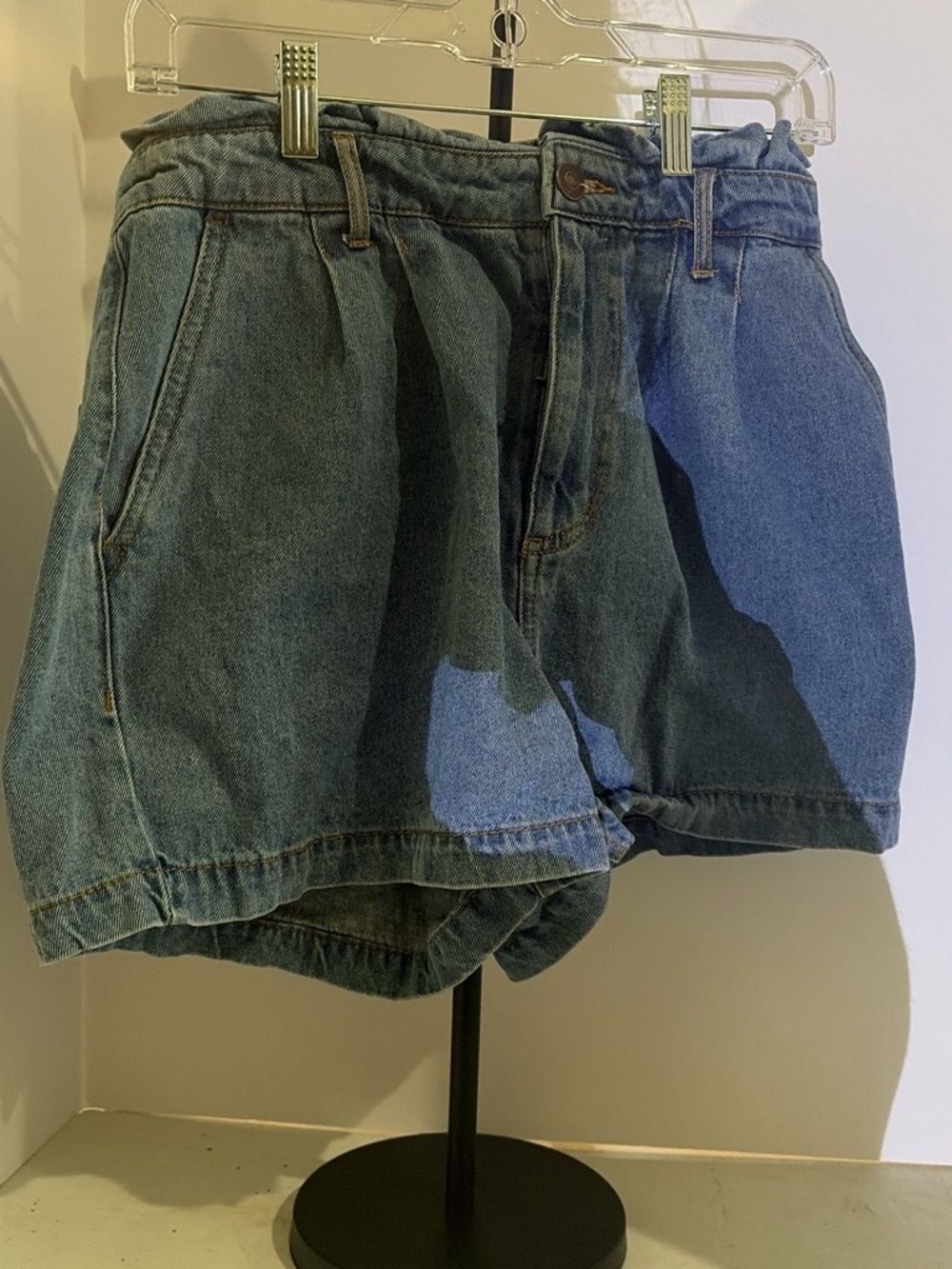Forever 21 Two-Tone High-Rise Denim Shorts - Blue